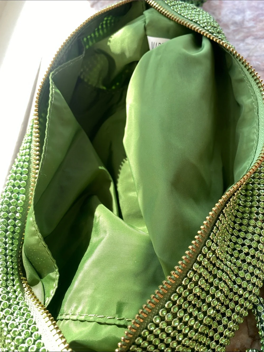 Green Rhinestone Crystal Mesh Shoulder Bag/ Y2K Evening Party Purse